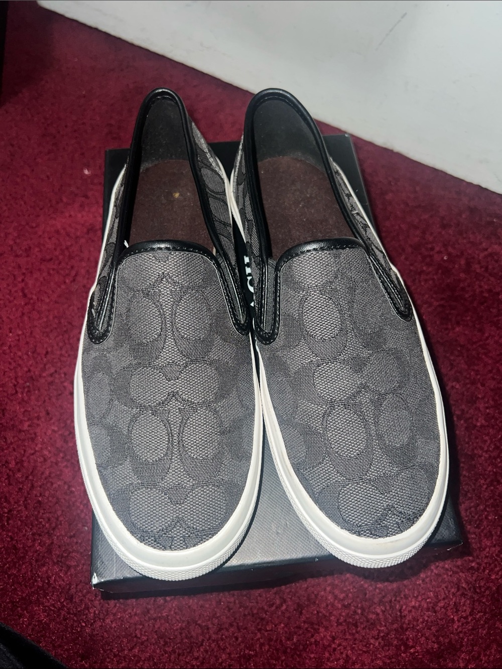 Coach Gray Signature Canvas Slip-On Sneakers